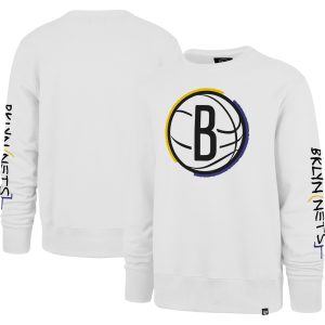 '47 Brooklyn Nets White 2022/23 City Edition Two Peat Headline Pullover Sweatshirt Stylish