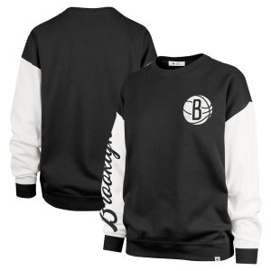 '47 Brooklyn Nets Women's Black Rise Andie Stylish Oversized Pullover Sweatshirt