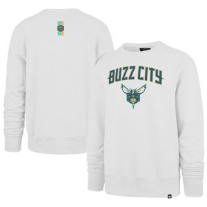 '47 Charlotte Hornets White Eye - catching 2023/24 City Edition Postgame Headline Crew Pullover Sweatshirt