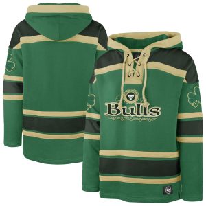 '47 Chic Chicago Bulls Kelly Green McLucky Superior Lace Up Pullover Hoodie