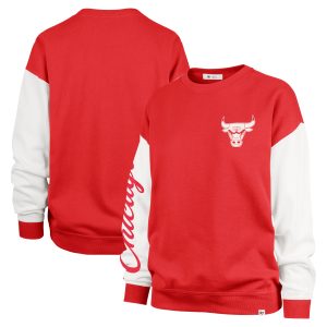 '47 Chicago Bulls Stylish Women's Red Rise Andie Oversized Pullover Sweatshirt