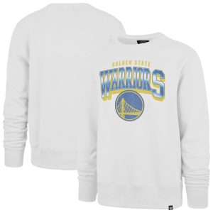 '47 Elegant Golden State Warriors Cream Big & Tall Spotlight Headline Pullover Sweatshirt