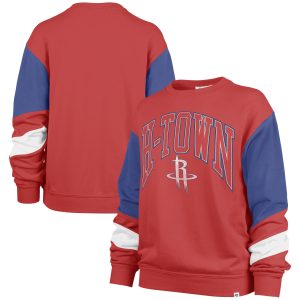 '47 Houston Rockets Women's Red 2023/24 City Edition Nova Stylish Crew Pullover Sweatshirt