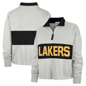 '47 Los Angeles Lakers Women's Heather Gray Breakthrough Elegant Remi Quarter Zip Jacket