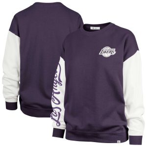 '47 Chic Los Angeles Lakers Women's Oversized Pullover Sweatshirt Purple Rise Andie Pullover Sweatshirt