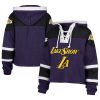 '47 Los Angeles Lakers Women's Purple 2024/25 City Edition Superior Unique Cropped Lace Up Pullover Hoodie
