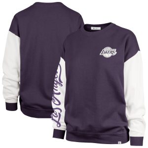 '47 Los Angeles Lakers Women's Purple Plus Elegant Size Oversized Rise Andie Pullover Sweatshirt