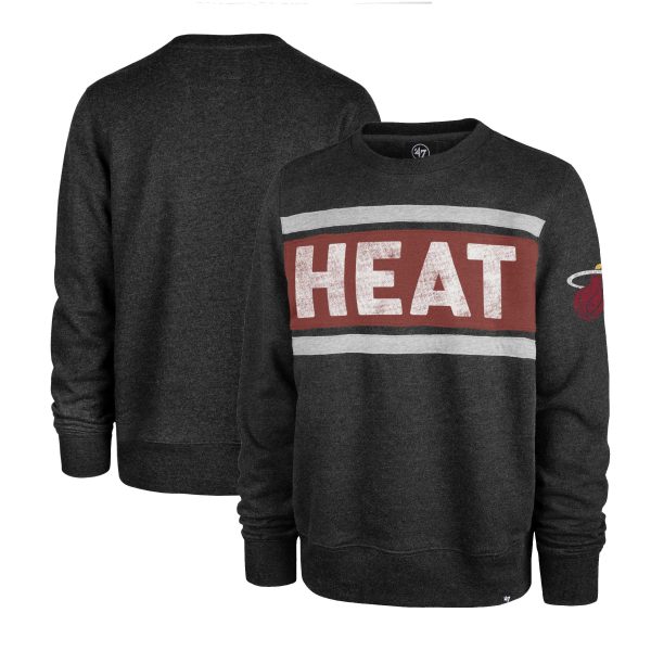 '47 Miami Heat Heather Black Unique Tribeca Emerson Pullover Sweatshirt