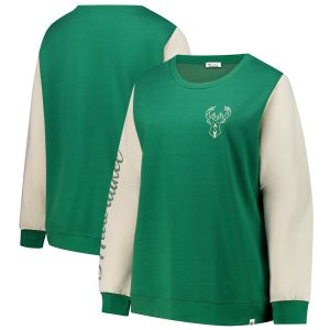 '47 Milwaukee Bucks Women's Hunter Green Trendy Plus Size Oversized Rise Andie Pullover Sweatshirt