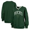 '47 Milwaukee Bucks Women's Hunter Green Rise Wax Eye - catching Pack Daze '80s Oversize Pullover Sweatshirt