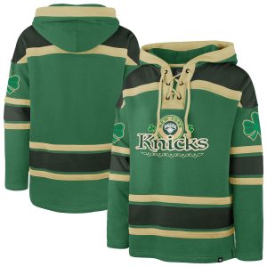 '47 New York Knicks Kelly Green Unique McLucky Superior Lace Up Pullover Hoodie
