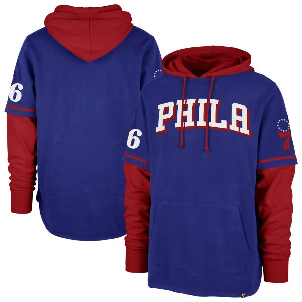 '47 Philadelphia Gorgeous 76ers Royal Trifecta Shortstop Pullover Hoodie