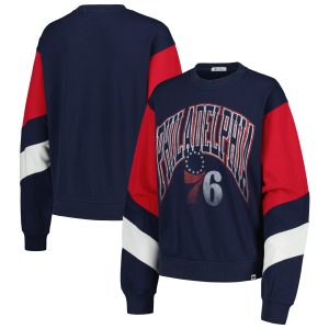 '47 Philadelphia 76ers Women's Navy Trendy 2023/24 City Edition Nova Crew Sweatshirt