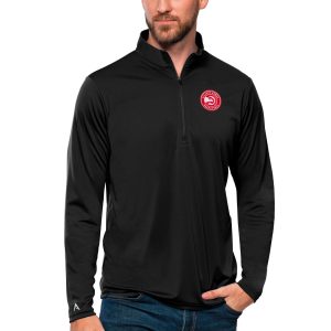 Antigua Elegant Atlanta Hawks Black Tribute Quarter Zip Pullover Top