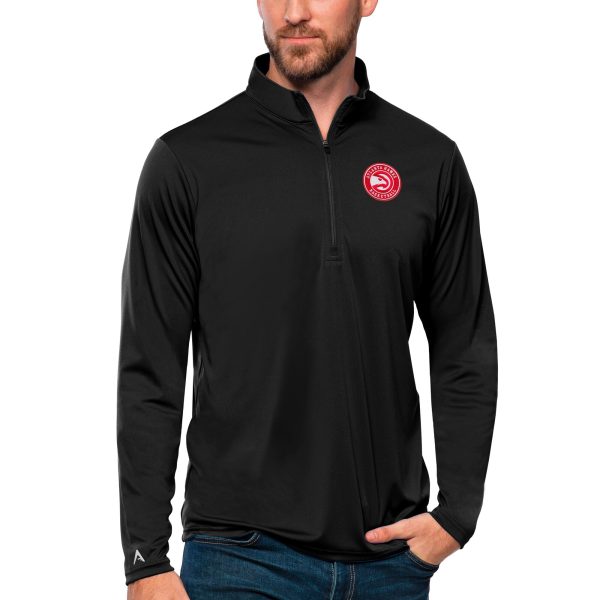 Antigua Elegant Atlanta Hawks Black Tribute Quarter Zip Pullover Top