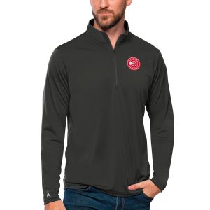 Antigua Atlanta Hawks Charcoal Tribute Fabulous Quarter Zip Pullover Top