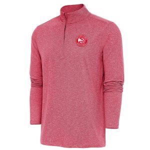 Antigua Premium Atlanta Hawks Heather Red Hunk Quarter Zip Pullover Top