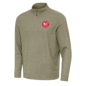 Antigua Atlanta Hawks Olive Subtle Quarter Eye - catching Zip Sweatshirt