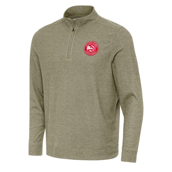 Antigua Atlanta Hawks Olive Subtle Quarter Eye - catching Zip Sweatshirt