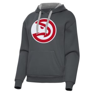 Antigua Atlanta Hawks Chic Women's Charcoal Victory Pullover Hoodie