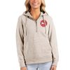 Antigua Atlanta Eye - catching Hawks Women's Oatmeal Action Half Zip Pullover Hoodie