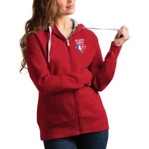 Antigua Fabulous Atlanta Hawks Women's Red NBA 75th Anniversary Victory Full Zip Hoodie