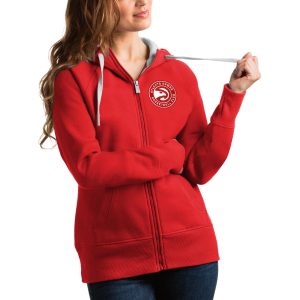 Antigua Atlanta Trendy Hawks Women's Red Victory Full Zip Hoodie