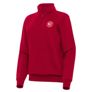 Antigua Atlanta Hawks Women's Red Victory Eye - catching Quarter Zip Sweatshirt