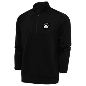 Antigua Boston Celtics Black Metallic Logo Generation Quarter Elegant Zip Top