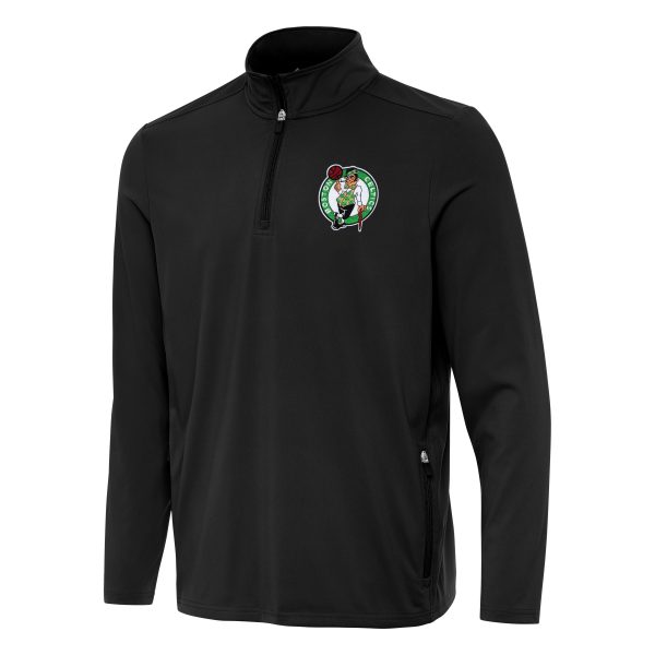 Antigua Boston Celtics Black Elegant Perilous Quarter Zip Sweatshirt