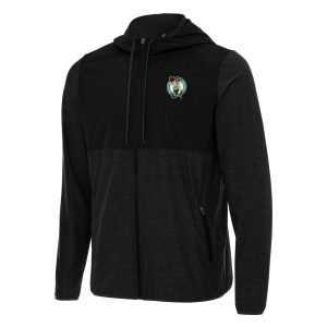 Antigua Eye - catching Boston Celtics Black Sway Full Zip Hoodie Jacket