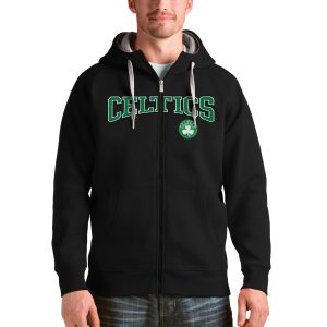 Antigua Boston Celtics Black Eye - catching Team Victory Full Zip Hoodie