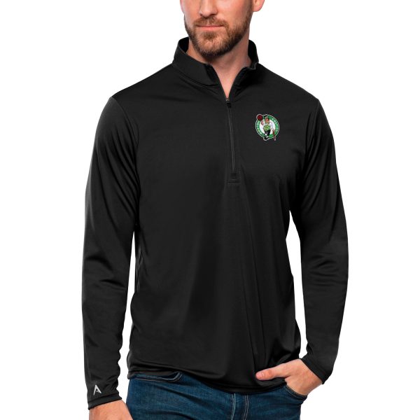 Antigua Boston Trendy Celtics Black Tribute Quarter Zip Pullover Top