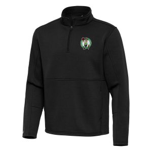 Antigua Boston Celtics Black Twist Eye - catching Quarter Zip Pullover Top