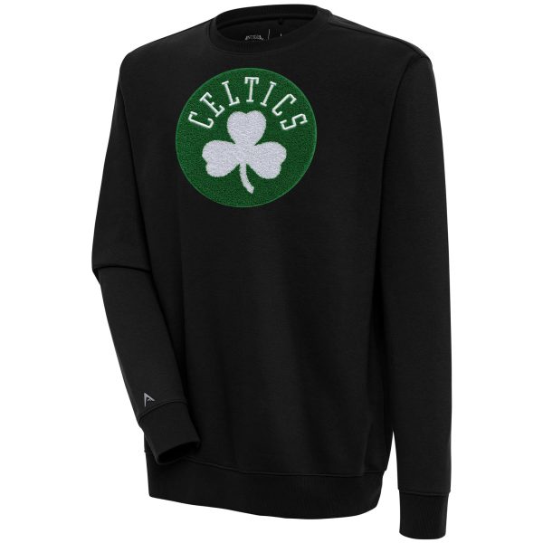 Antigua Boston Celtics Trendy Black Victory Crewneck Pullover Sweatshirt
