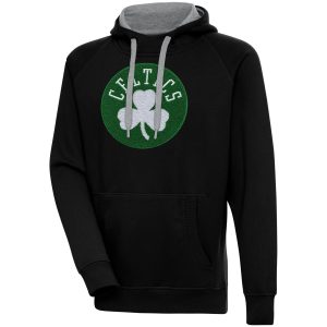 Antigua Boston Celtics Premium Black Victory Pullover Hoodie