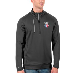 Antigua Boston Celtics Charcoal NBA Elegant 75th Anniversary Generation Quarter Zip Pullover Jacket