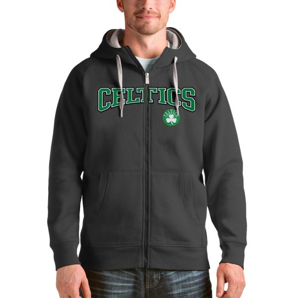 Antigua Boston Stylish Celtics Charcoal Victory Full Zip Hoodie