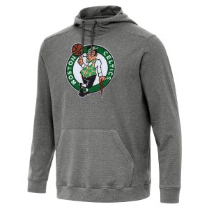 Antigua Gorgeous Boston Celtics Heather Black Cloud Pullover Hoodie
