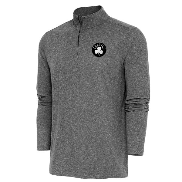 Antigua Boston Celtics Heather Black Hunk Quarter Zip Gorgeous Top