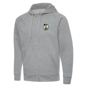 Antigua Boston Celtics Heather Gray Big & Tall Gorgeous Victory Full Zip Hoodie Jacket