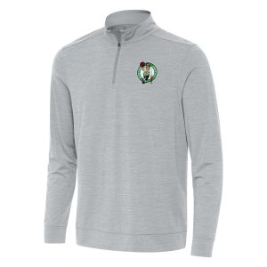 Antigua Boston Celtics Gorgeous Heather Gray Bright Quarter Zip Top
