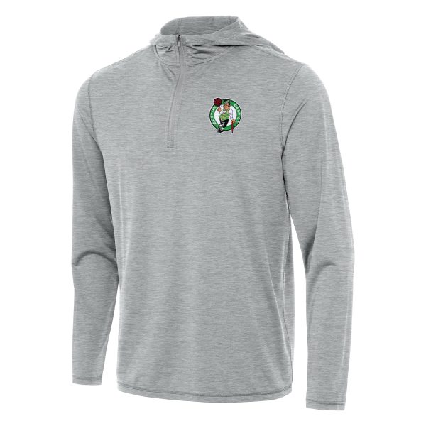 Antigua Boston Celtics Heather Gray Tidy Quarter Zip Hoodie Fabulous