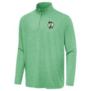 Antigua Boston Celtics Heather Kelly Green Hunk Chic Quarter Zip Top