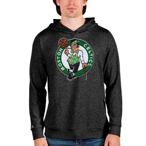 Antigua Boston Celtics Heathered Black Fabulous Logo Absolute Pullover Hoodie