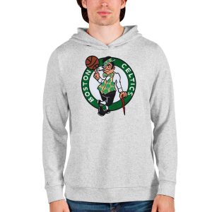 Antigua Boston Celtics Heathered Gray Logo Absolute Elegant Pullover Hoodie
