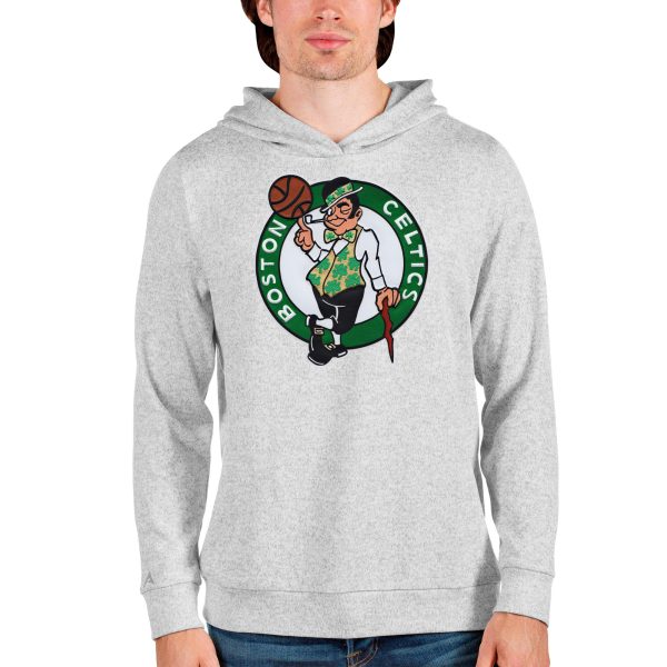 Antigua Boston Celtics Heathered Gray Logo Absolute Elegant Pullover Hoodie