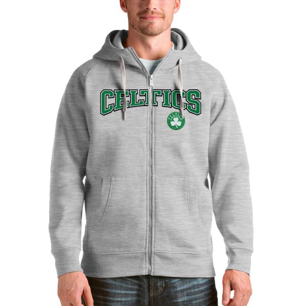 Antigua Boston Chic Celtics Heathered Gray Victory Full Zip Hoodie