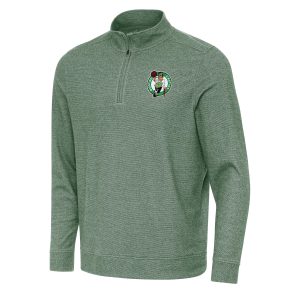 Antigua Boston Celtics Hunter Green Subtle Quarter Stylish Zip Sweatshirt