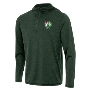 Antigua Boston Celtics Hunter Green Elegant Tidy Quarter Zip Hoodie